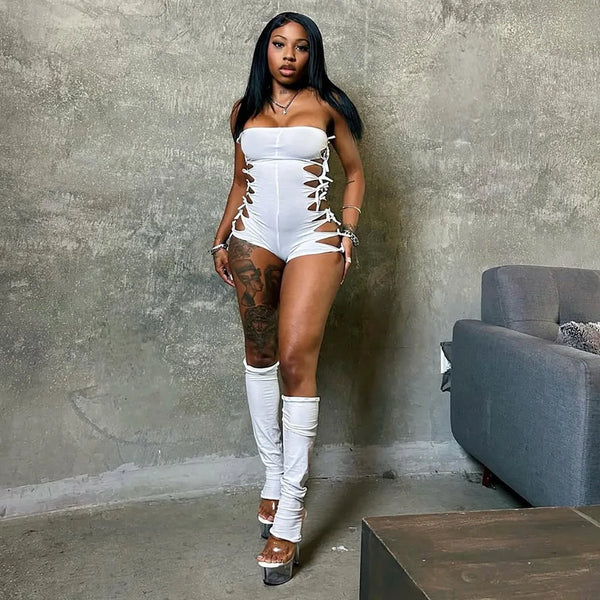 Sexy Hollow-out Patchwork Rompers for Woman See Through Sleeveless Backless Jumpsuits Female Streetwear Overalls 2026