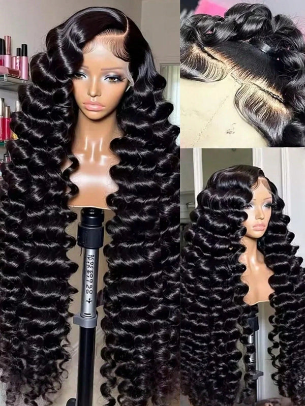250 Density Curly 13x6 13×4 5×5 HD Transparent Deep Wave Lace Front Wig Human Hair For Black Women 40 42 Inch Pre Plucked Brazil