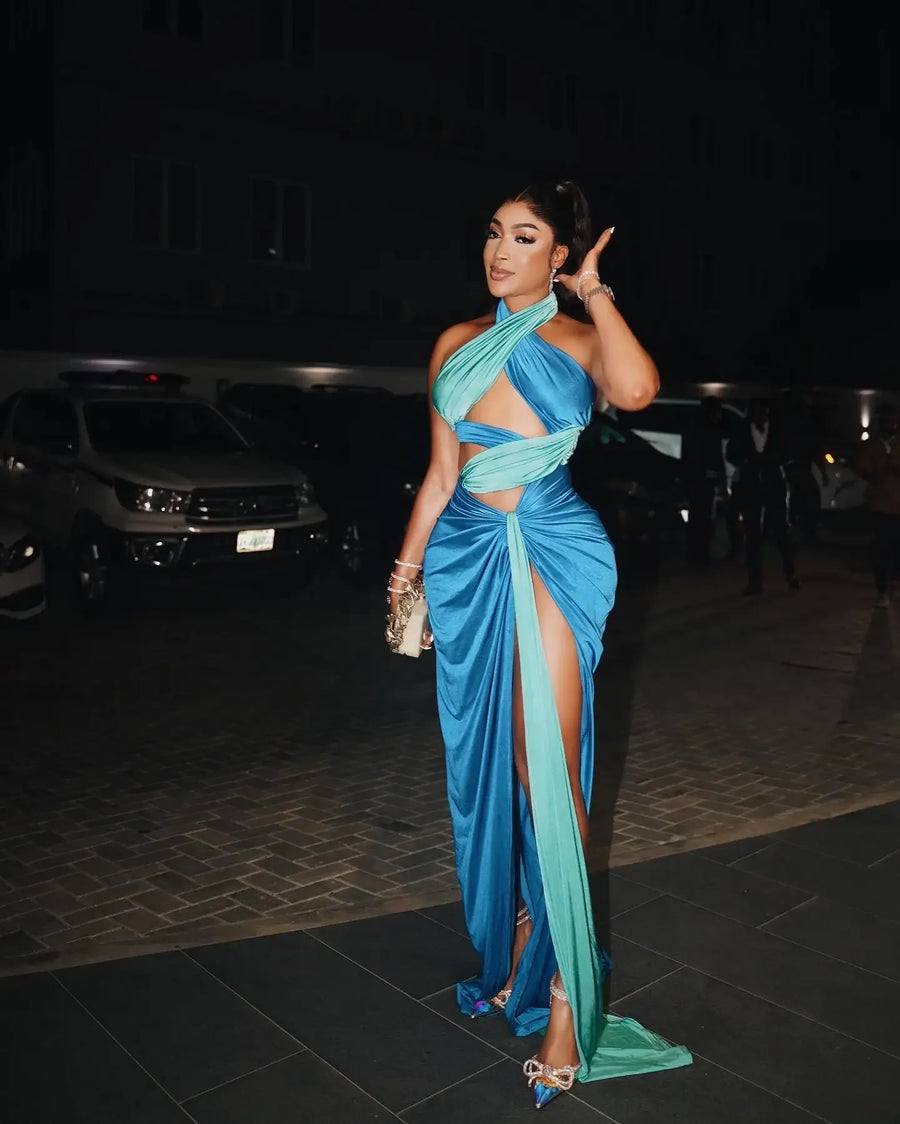 2 Colors Criss Cross Prom Dresses Sexy High Split Pleated Dress Sleeveless Long Wedding Guest Party Gowns Off Shoulder