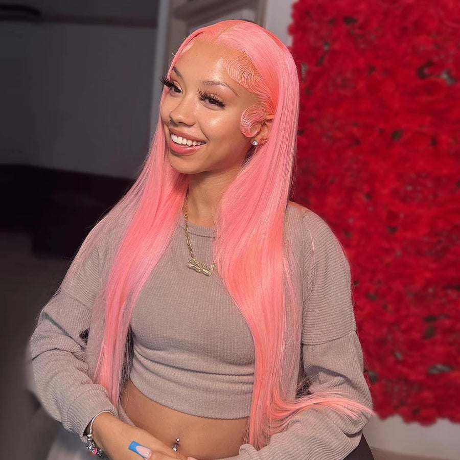 Bone Straight 13x6 HD Light Pink Lace Front Wigs Human Hair For Women Brazilian 613 Color 13x4 Lace Frontal Wig Pre Plucked 200%