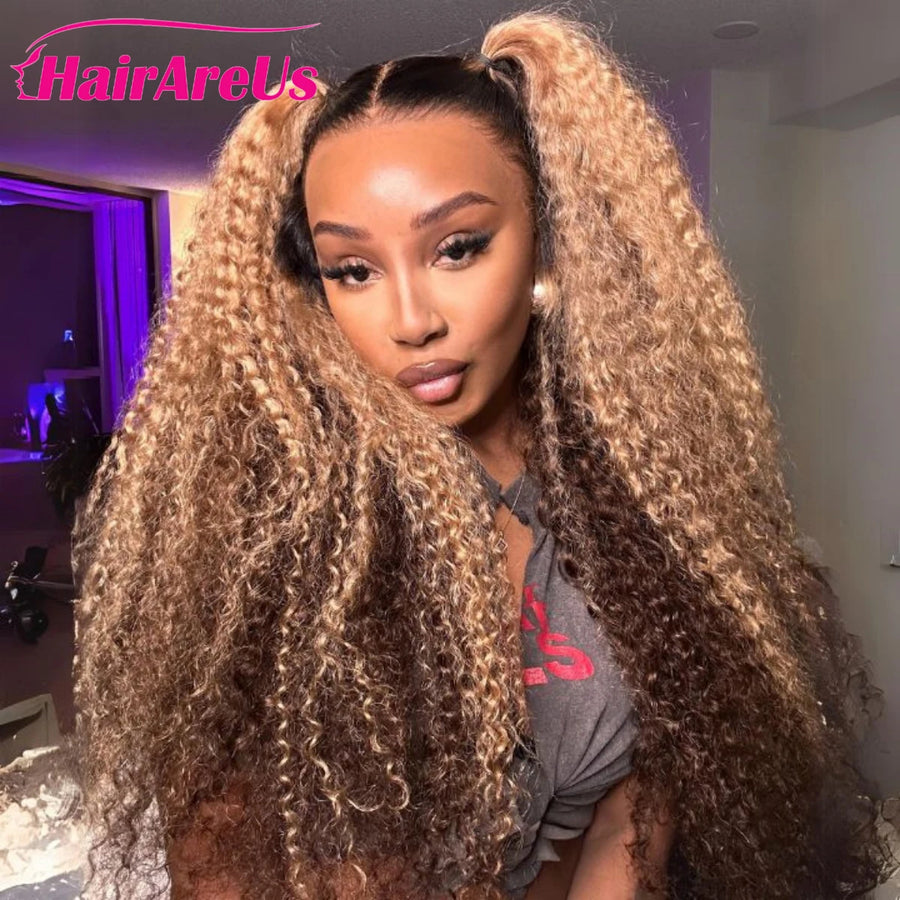 Highlight Curly Wigs 13x6 Lace Front Human Hair Wig Honey Blonde Deep Wave 13x4 Hd Lace Wigs Remy 4x4 Human Hair Wigs For Women