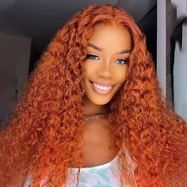 250% 30-36 inch Ginger Deep Wave 13x4 Lace Front Wig Oranger 13x6 Hd Lace Glueless Brazilian Virgin Human Hair Wig For Woman 4x4