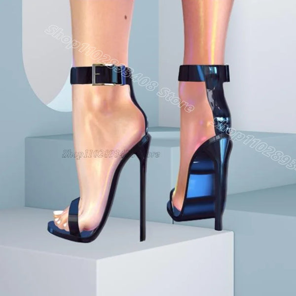 Blue Ankle Buckle Stiletto Sandals Shallow Open Toe Fashion Design for Party Dress Women Sexy Sandals 2025 Zapatos Para Mujere
