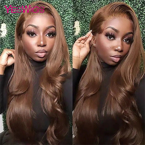 Chocolate Brown Lace Front Wigs Body Wave Brazilian Glueless 30 Inch HD 13x6 Virgin Lace Frontal Wig Raw Human Hair Wigs On Sale