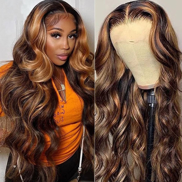 13x6 Highlight HD Lace Frontal Wigs For Women Brazilian Body Wave Human Hair Wig Pre Plucked 13x4 Honey Blonde Lace Front Wig