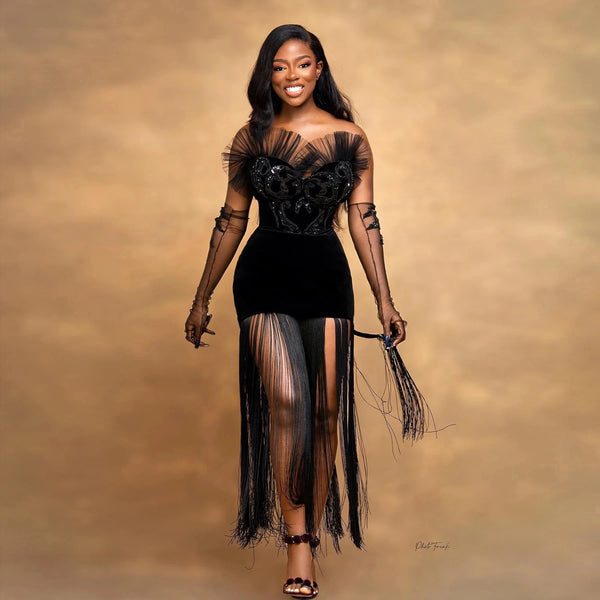Black Velvet African Short Prom Dresses Aso Ebi Unique Formal Dress with Gloves Sweetheart Tassels Beaded Cocktail Party Dress