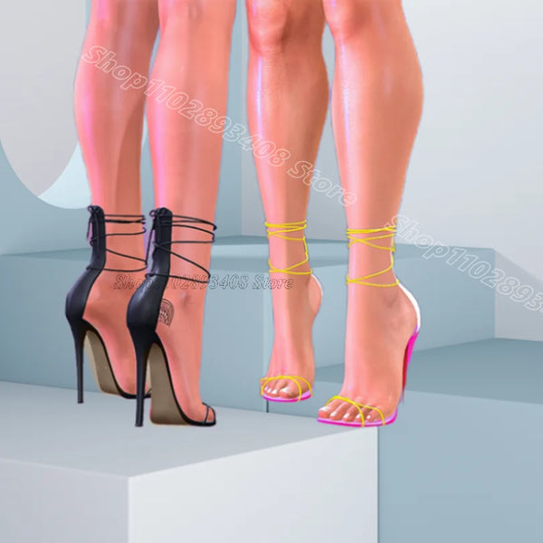Black Ankle Strap Stiletto Sandals Open Toe British Style Concise Cover Heels Women Dress Casual Sandals Zapatos Para Mujere