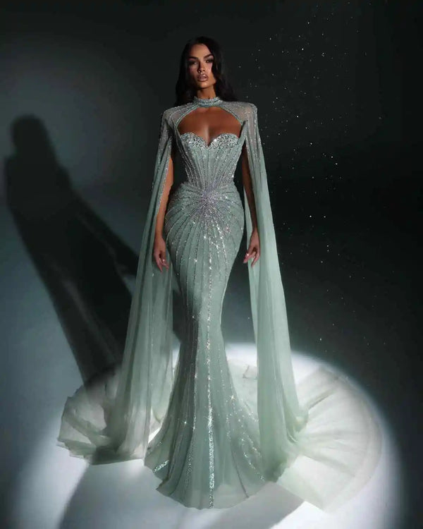 Sexy Mermaid Gown Wedding Dresses Rhinestones Diamond Lace Evening Dress Special Occasion Gown Vestido De Noiva Customized
