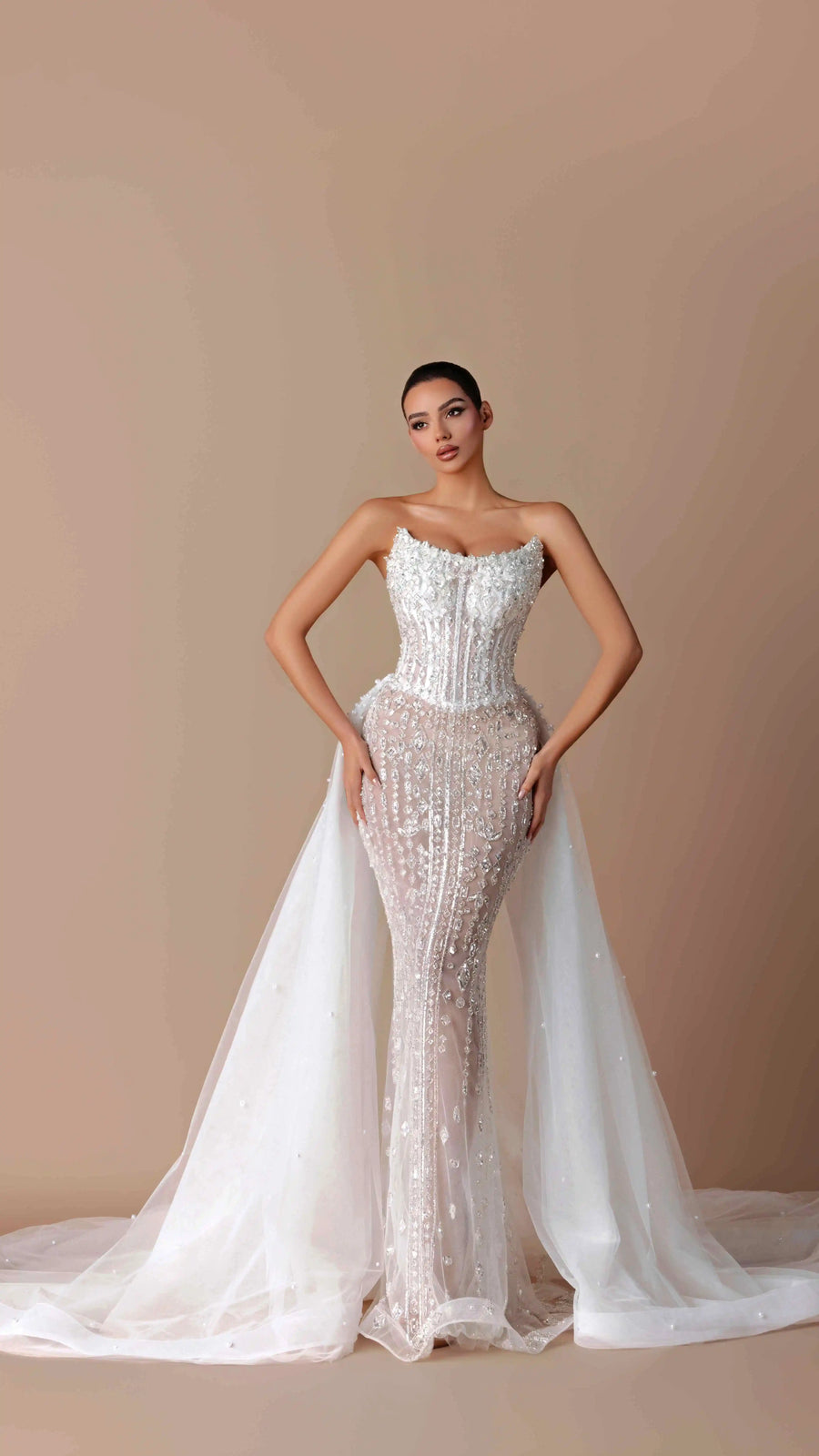 Sexy Strapless Wedding Dress Elegant Sleeveless Illusion Mermaid Bridal Gown Fashion Corset Sequined Bride Dresses Customized
