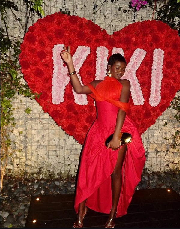 Trendy Red Asymmetrical Ankle Length African Women Party Dresses With Cape Sleeves Lace Up Back Many Color Available
