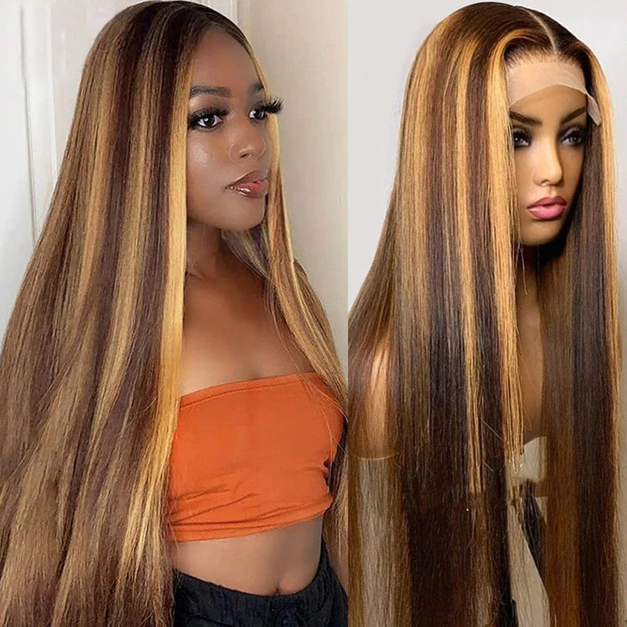 Highlight Wigs 13x4 Vietnamese Human Hair Bone Straight 13x6 Hd Lace Frontal Wig For Women 4/27 Colored Blonde Wigs Pre Plucked
